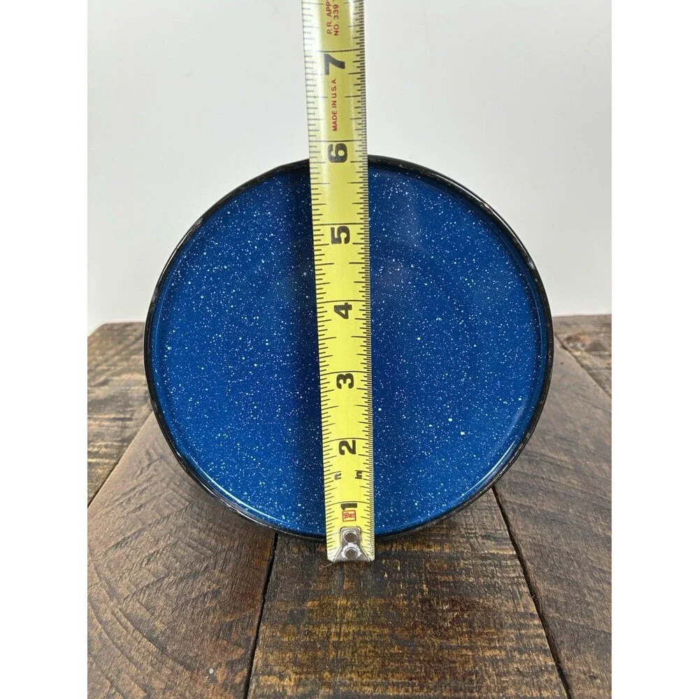 Blue Speckled Enamelware Coffee Pot Tea Kettle Metal Vintage